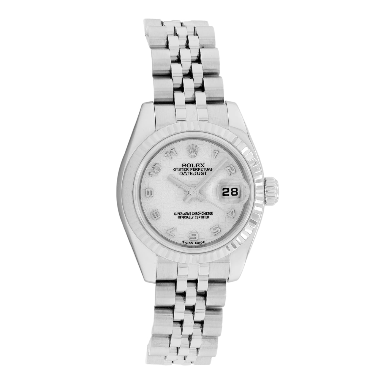 Exclusive Rolex Stainless Steel 18K White Gold Ladies Datejust 179174 — Front View
