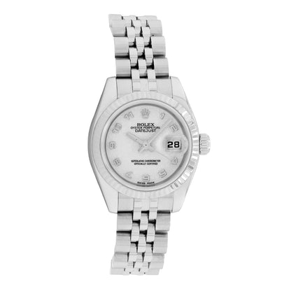 Exclusive Rolex Stainless Steel 18K White Gold Ladies Datejust 179174 — Front View