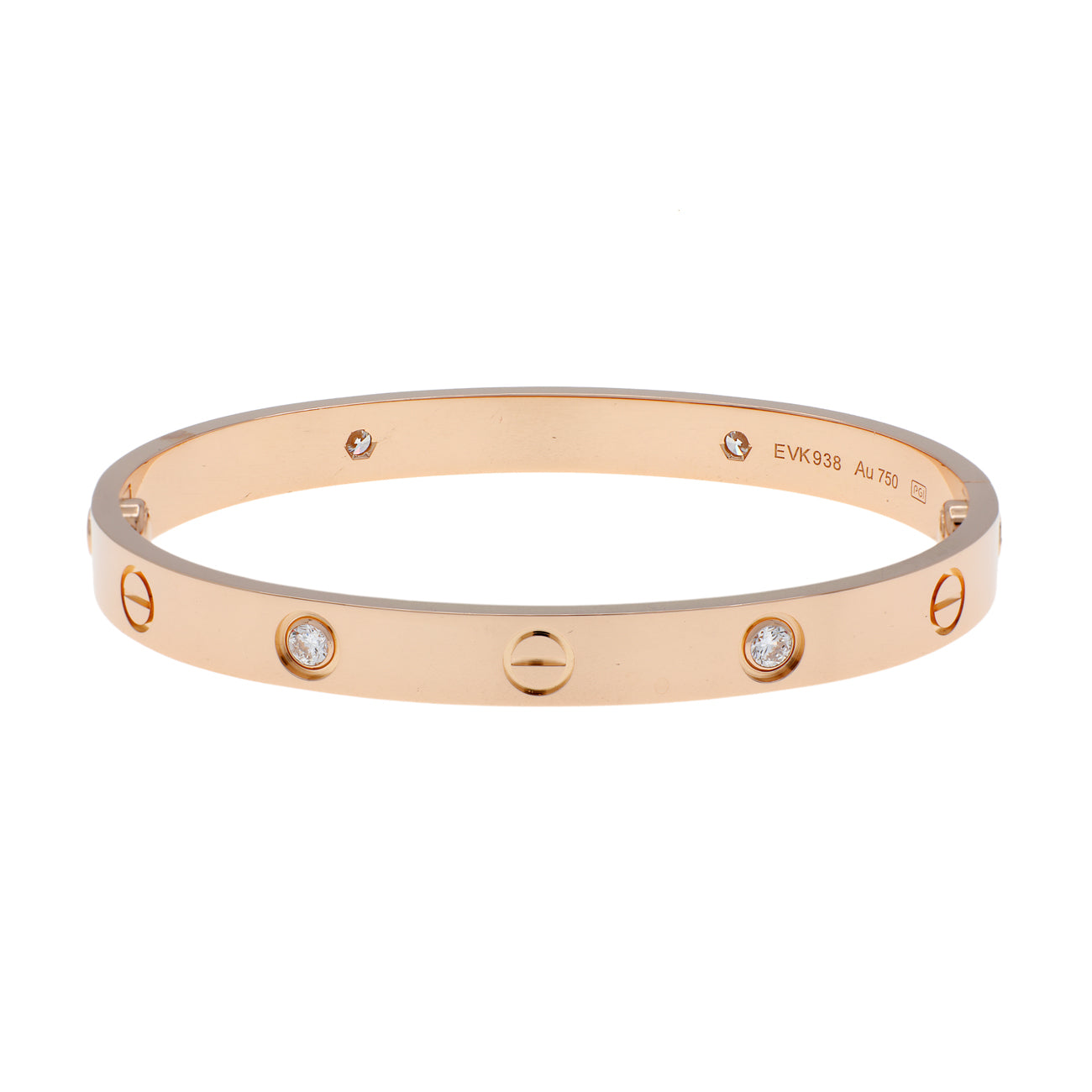 Exclusive Cartier 18K Rose Gold 4 Diamond Classic Love Bracelet — Side View