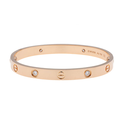Exclusive Cartier 18K Rose Gold 4 Diamond Classic Love Bracelet — Side View