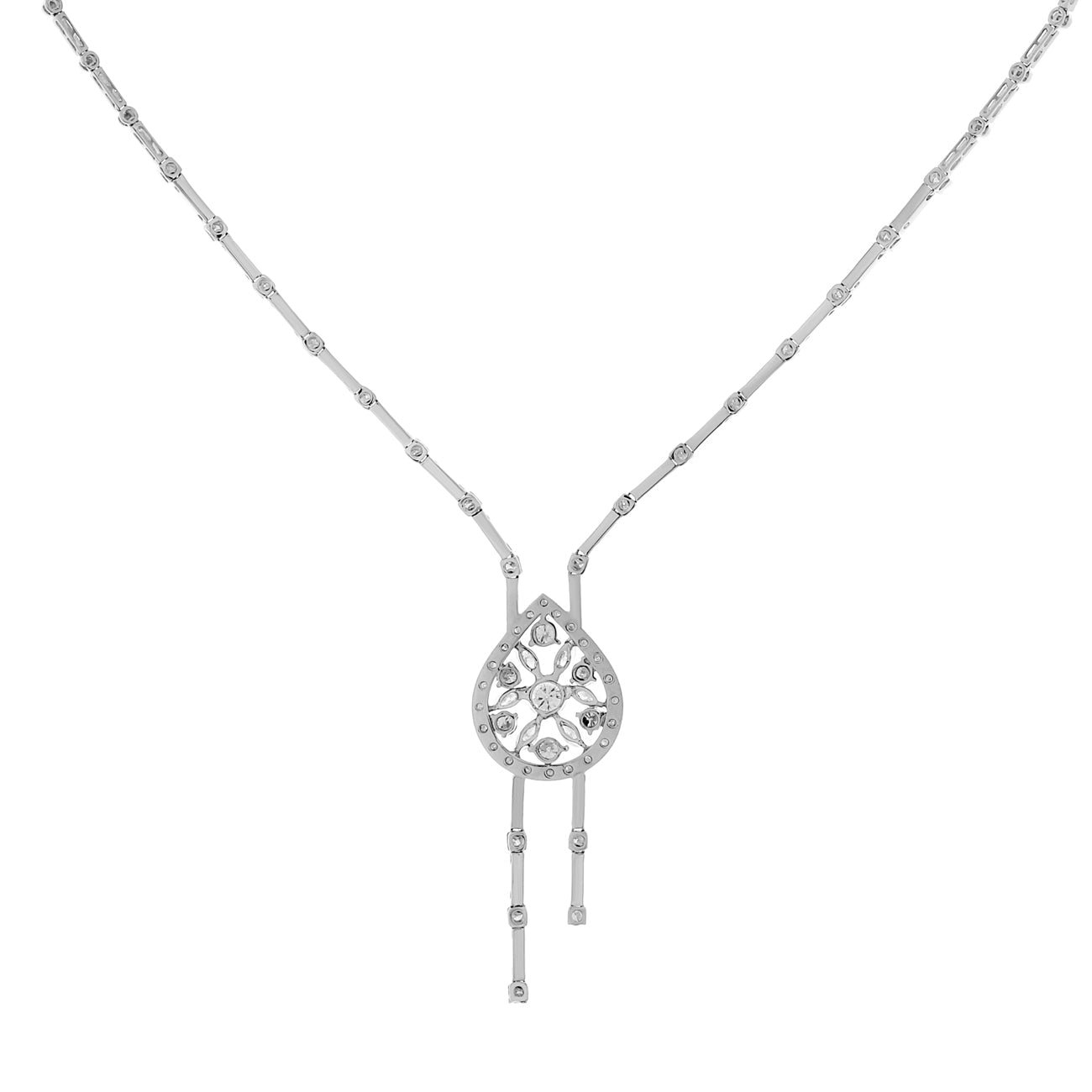 Exclusive 18K White Gold 6.82 Carat Diamond Lariat Necklace — Side View