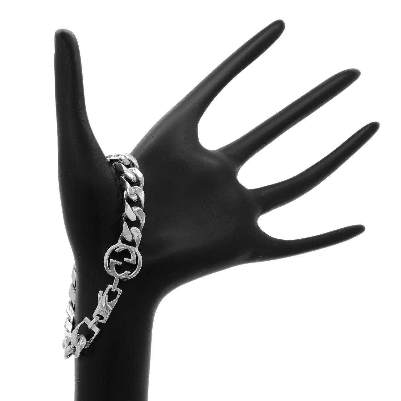 Exclusive Gucci Sterling Silver Interlocking G Bracelet — Back View