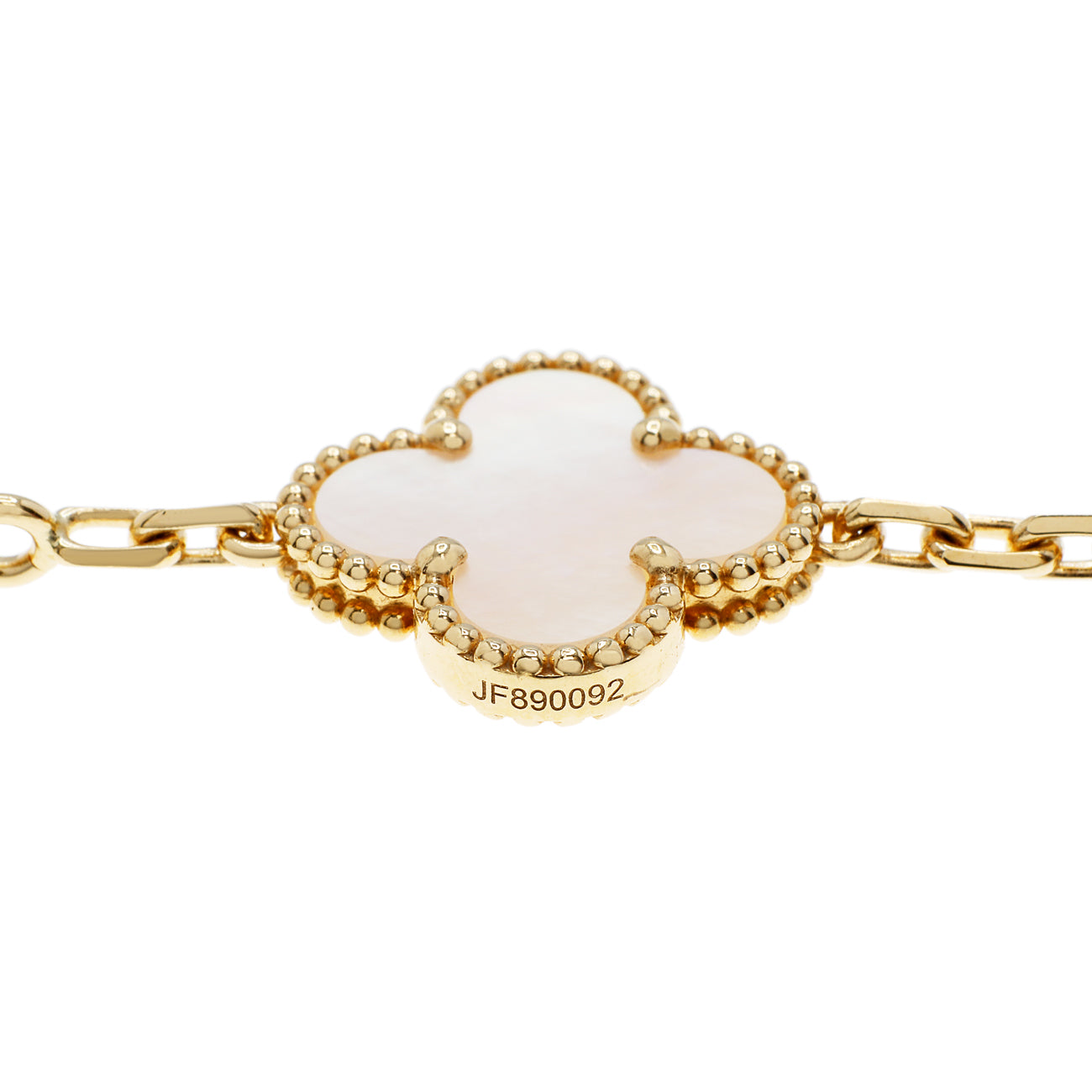 Exclusive Van Cleef & Arpels 18K Yellow Gold 10 Motifs Vintage Alhambra Necklace — Back View