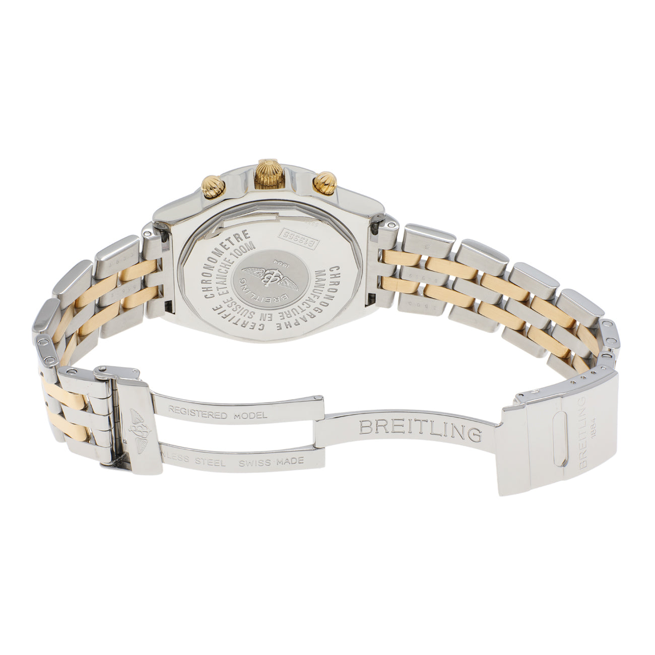 Exclusive Breitling Stainless Steel 18K Yellow Gold Crosswind Chronograph B13355 — Top View