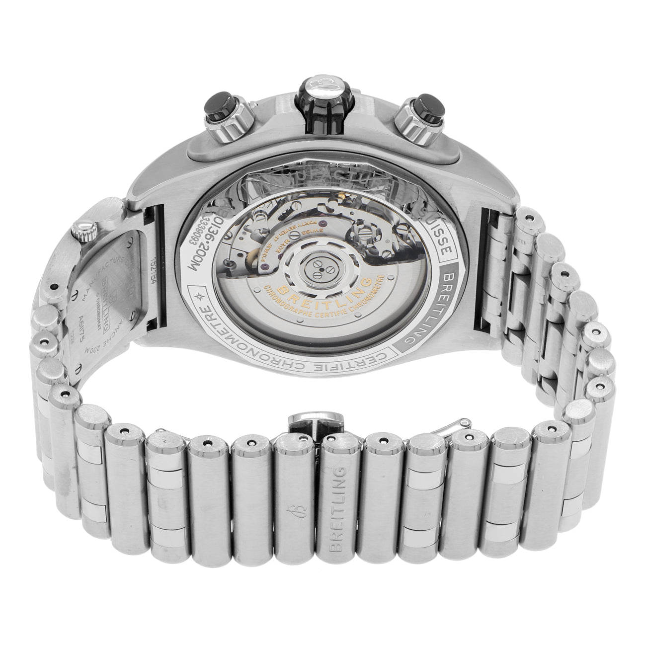 Exclusive Breitling Stainless Steel Super Chronomat B01 44 AB0136251B1A2 — Back View
