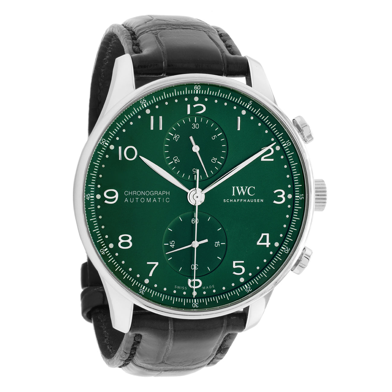 Exclusive IWC Stainless Steel Portuguese Chronograph IW371615 — Front View