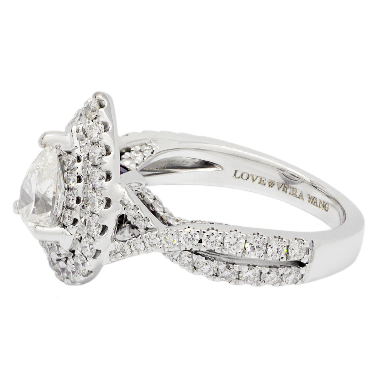 Exclusive 14K White Gold Vera Wang 0.85 Carat Pear Diamond Ring — Side View