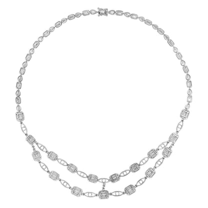 Exclusive 18K White Gold 7.46 Carat Diamond Necklace — Side View