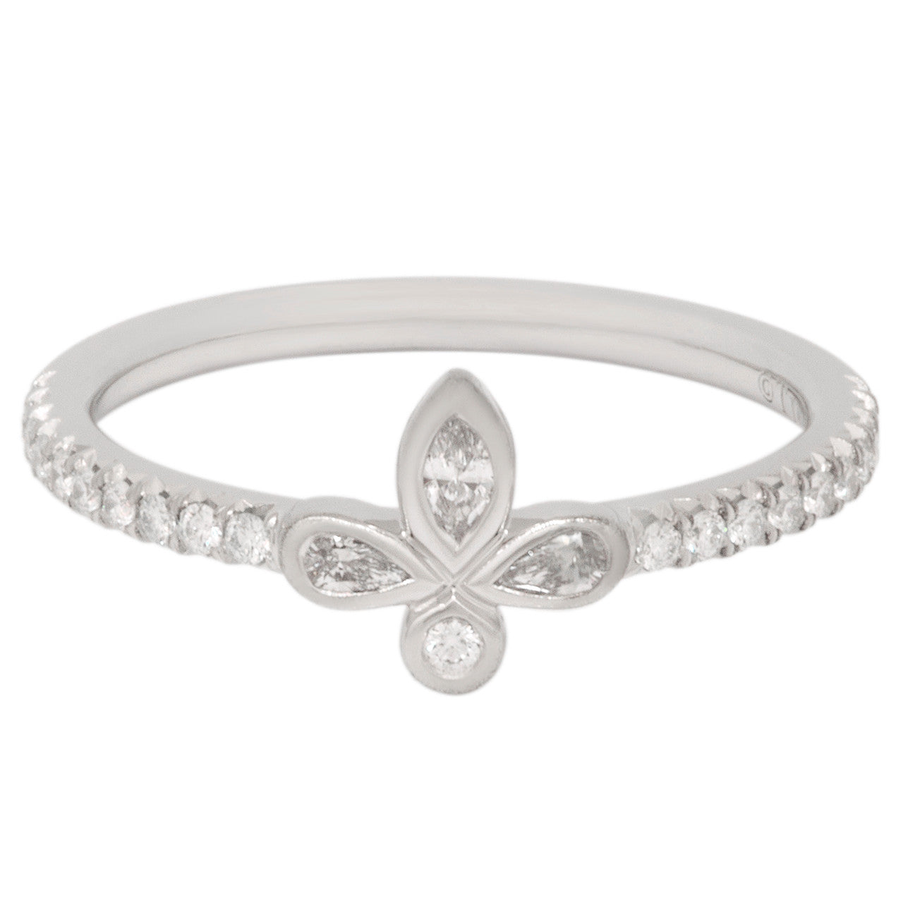 Exclusive Tiffany & Co. Platinum Diamond Fleur de Lis Ring — Front View