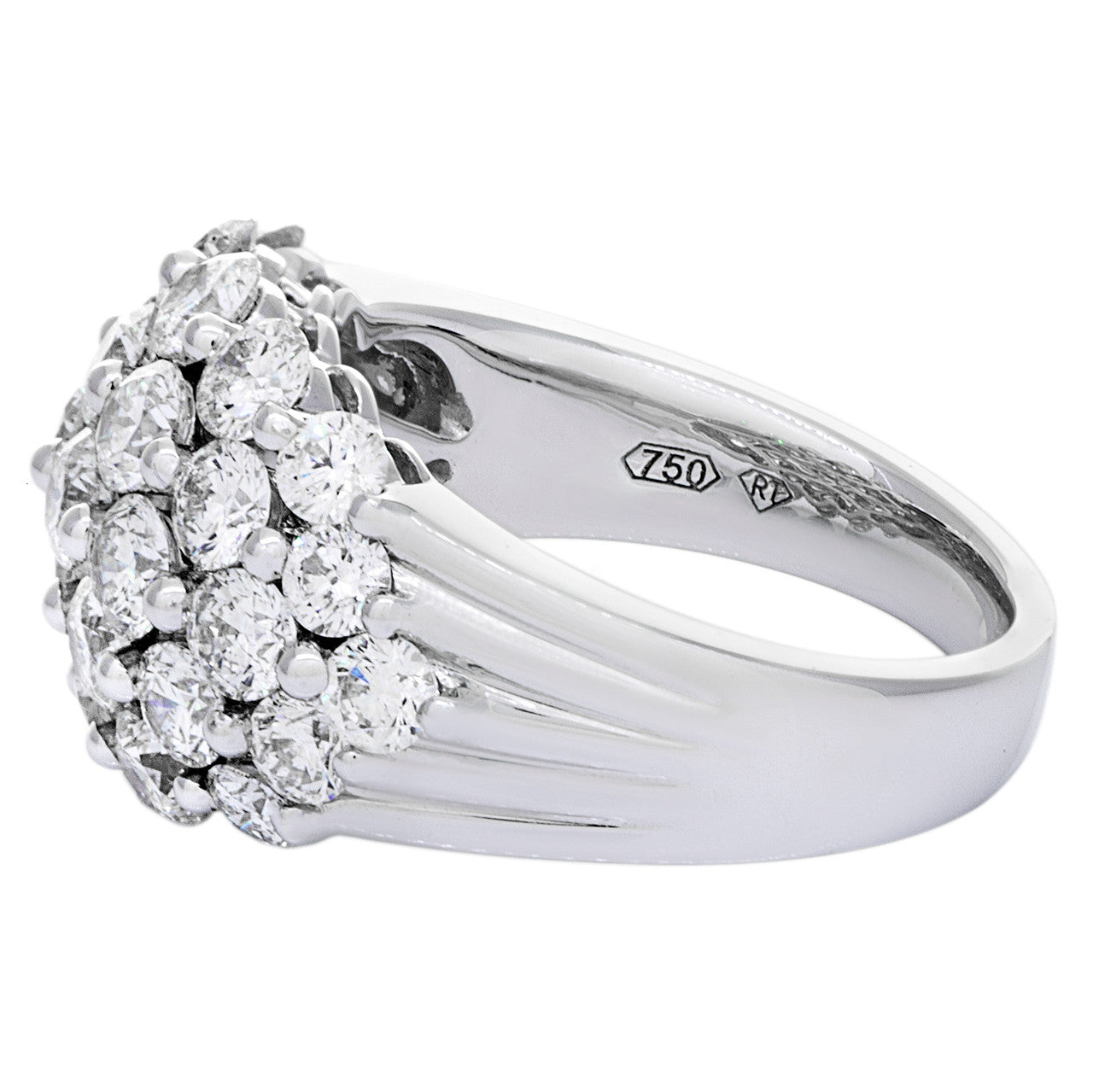 Exclusive 18K White Gold 3.07 Carat Diamond Cluster Ring — 4.5 — Side View