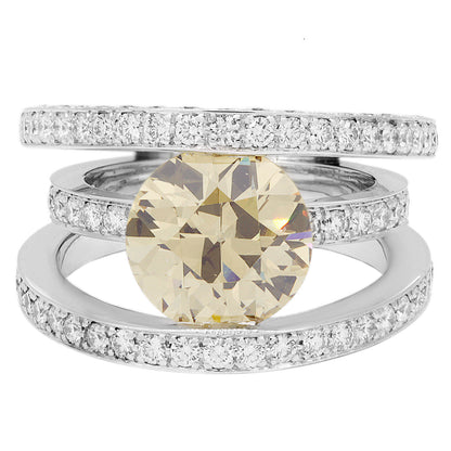Exclusive 18K White Gold 3.14 Carat Fancy Yellow/Brown Diamond Ring — Front View