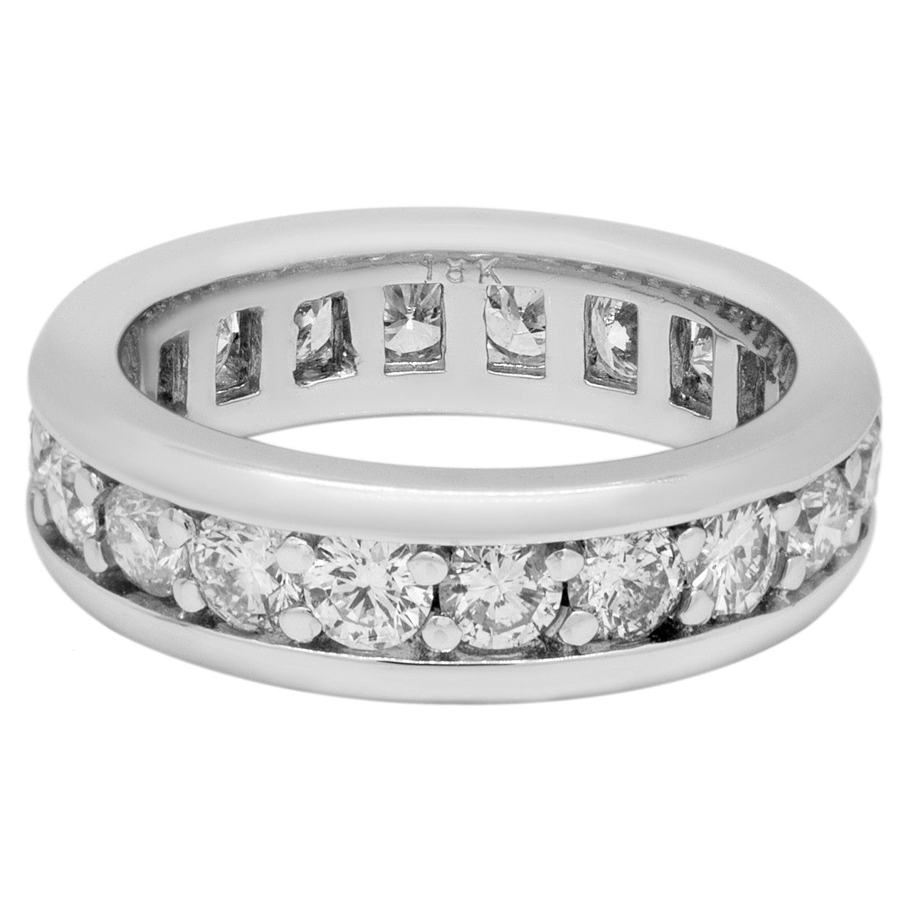 Exclusive 18K White Gold 2.10 Carat Diamond Eternity Ring — Front View