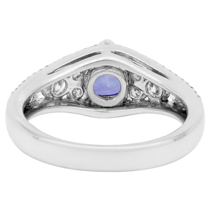 Exclusive 18K White Gold 1.20 Carat Sapphire Diamond Ring — 5.5 — Side View