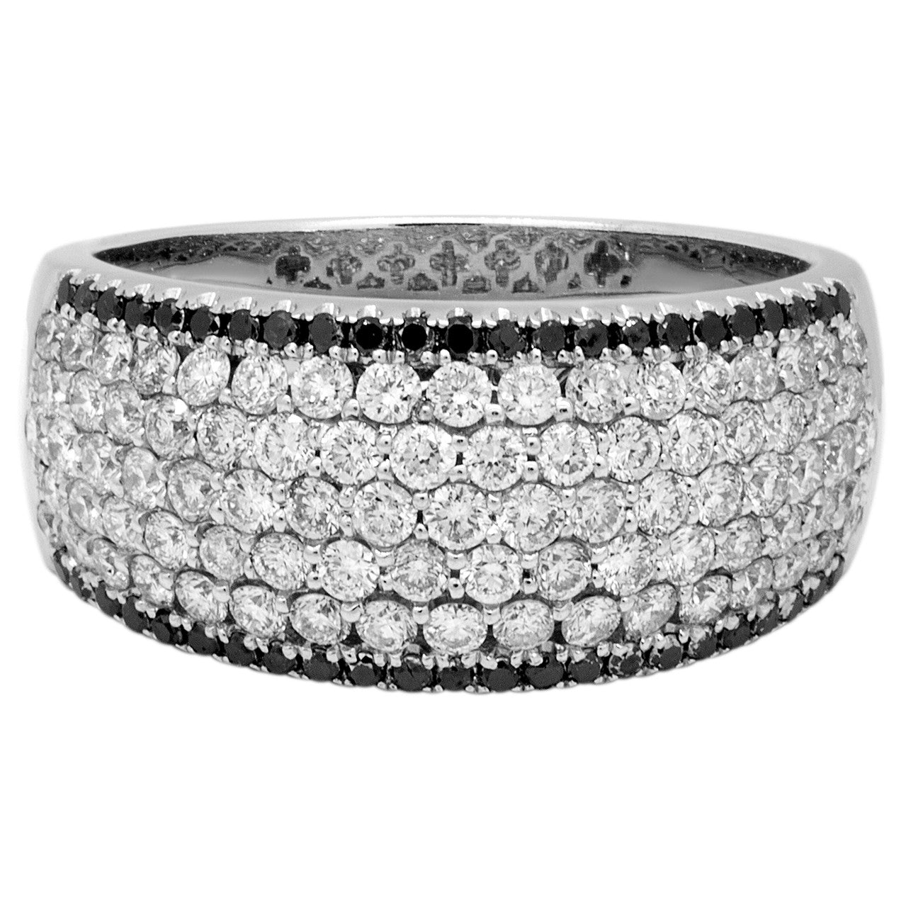Exclusive 18K White Gold Framed Black Diamond Ring — 5 — Front View