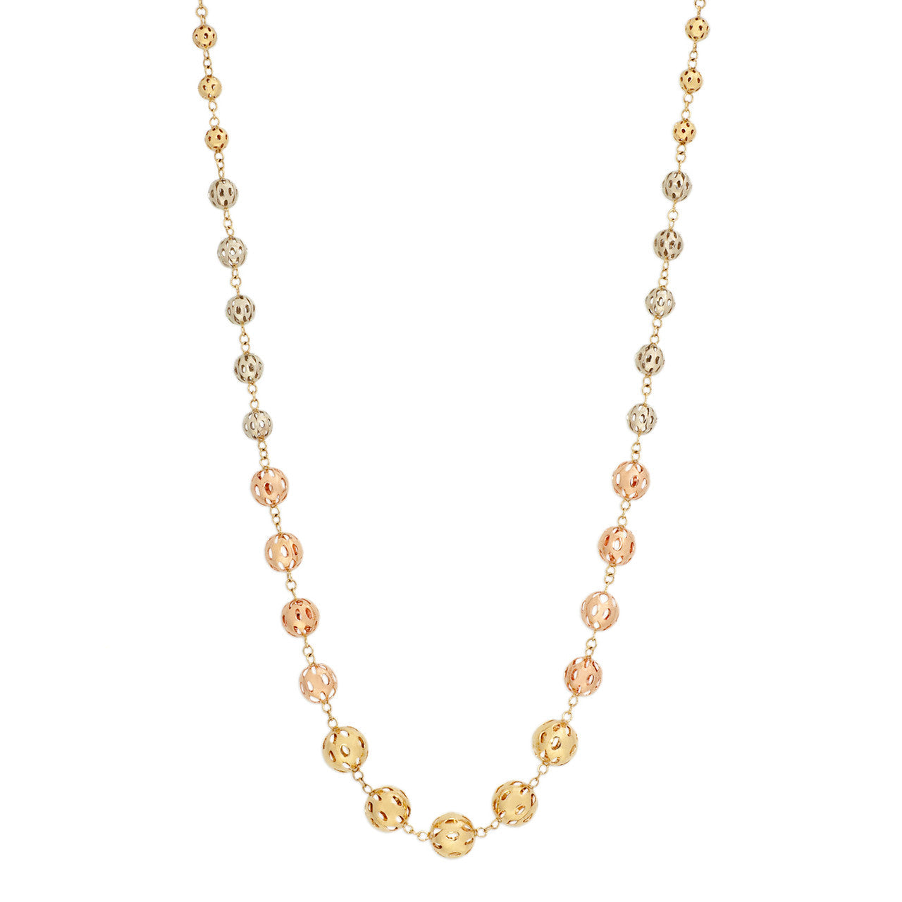 Exclusive 14K Tricolor Bead Necklace — Front View