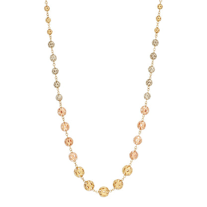 Exclusive 14K Tricolor Bead Necklace — Front View