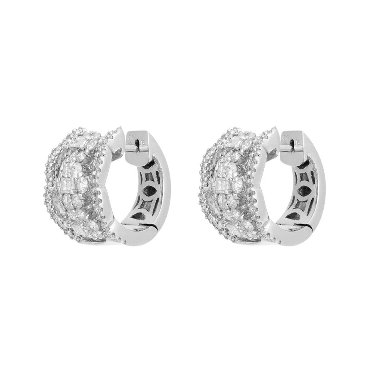 Exclusive 18K White Gold 2.19 Carat Diamond Hoop Earrings — Side View