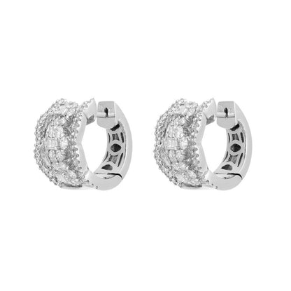 Exclusive 18K White Gold 2.19 Carat Diamond Hoop Earrings — Side View