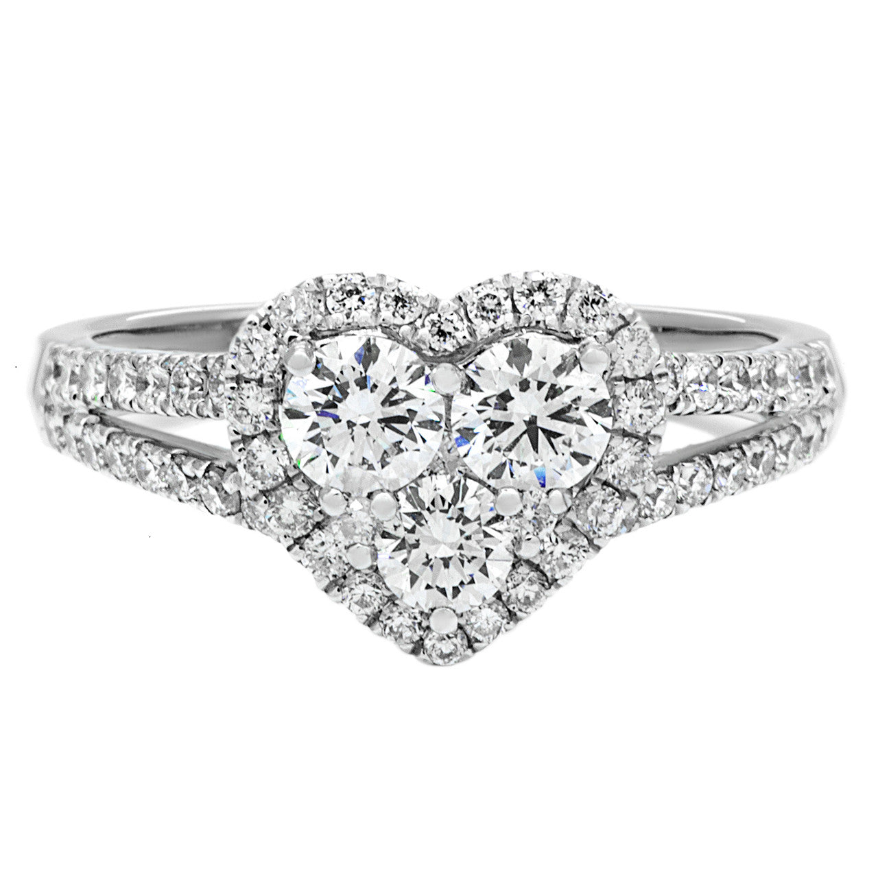Exclusive 18K White Gold Diamond Heart Ring — 4.5 — Front View
