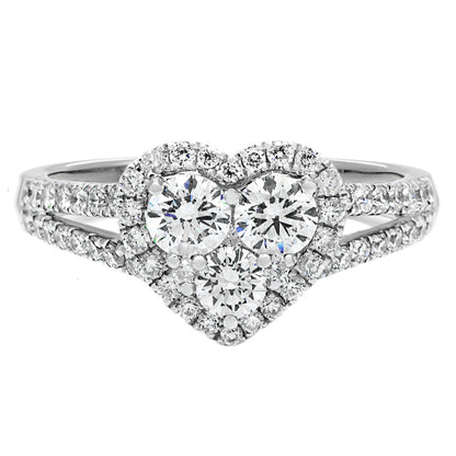 Exclusive 18K White Gold Diamond Heart Ring — 4.5 — Front View