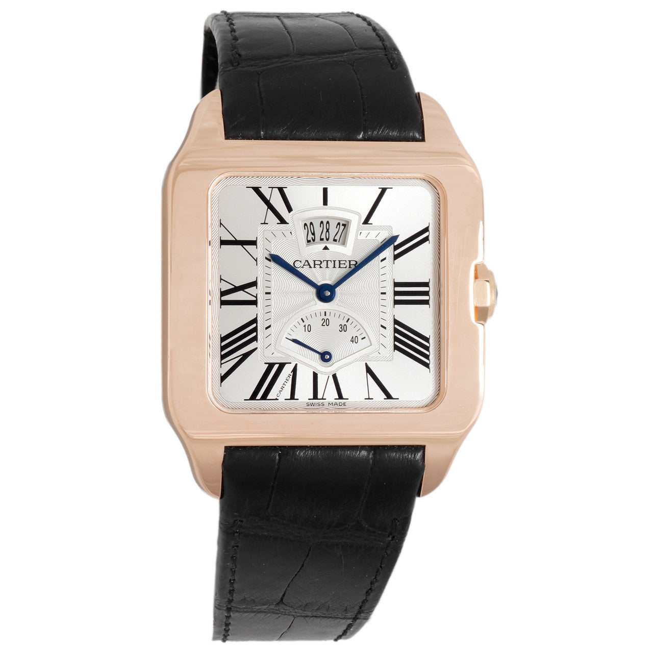 Exclusive Cartier 18K Rose Gold Santos Dumont Power Reserve W2020067 — Front View