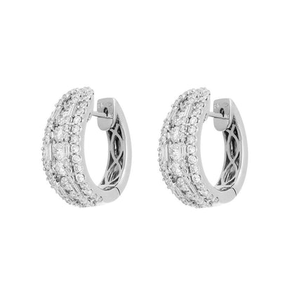 Exclusive 18K White Gold 2.28 Carat Diamond Hoop Earrings — Side View
