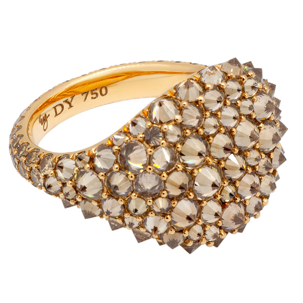 Exclusive David Yurman 18K Rose Gold & Cognac Diamond Signature Pinky Ring — Side View
