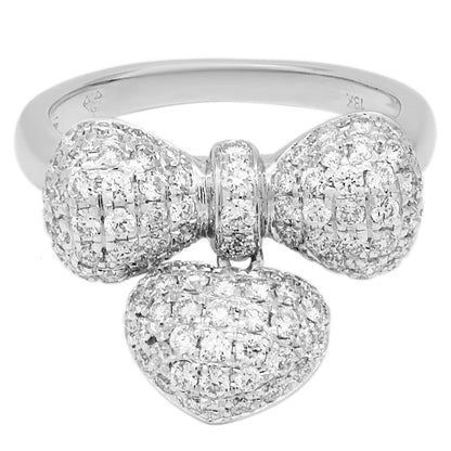 Exclusive 18K White Gold 1.32 Carat Diamond Bow Ring — 3.5 — Front View