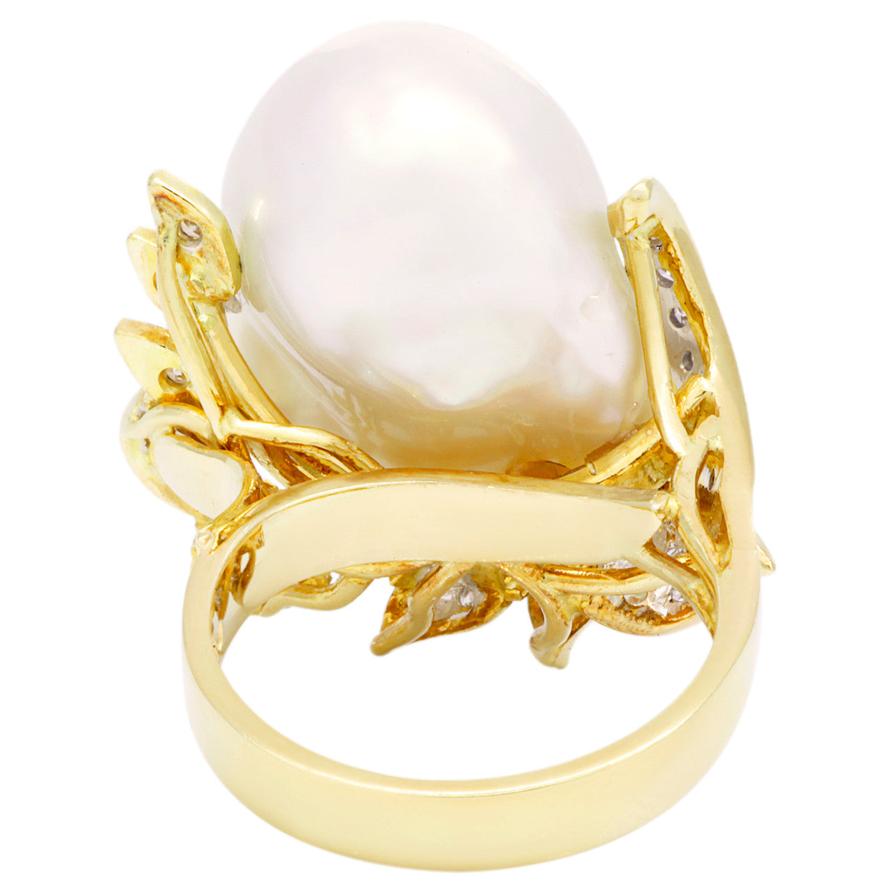 Exclusive 18K Yellow Gold Baroque South Sea Pearl Ring — 4.75 — Side View