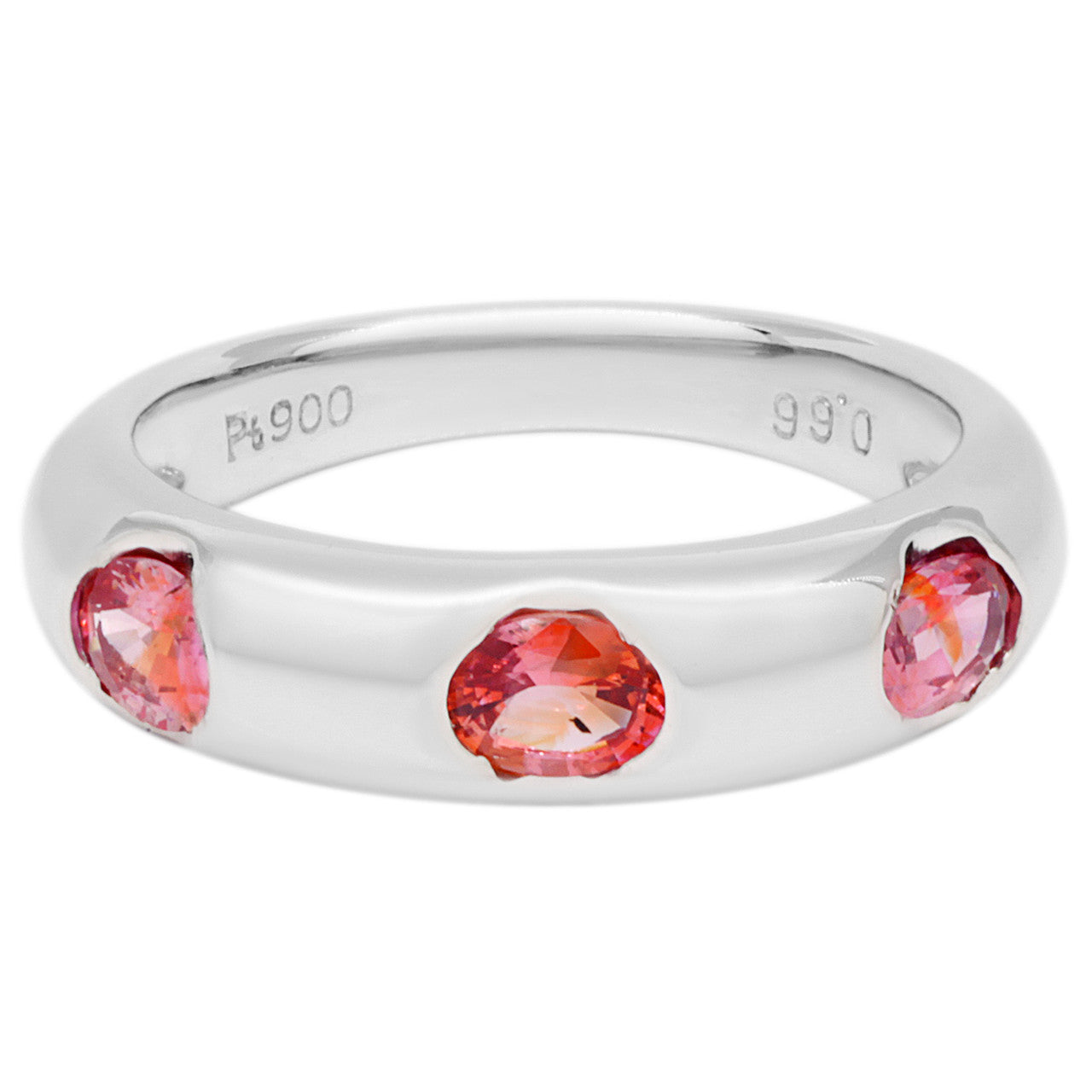 Exclusive Platinum 0.66 Carat Orange/Pink Sapphire Ring — 3.5 — Front View
