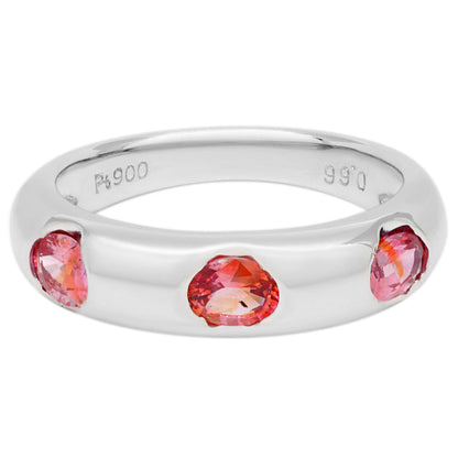 Exclusive Platinum 0.66 Carat Orange/Pink Sapphire Ring — 3.5 — Front View