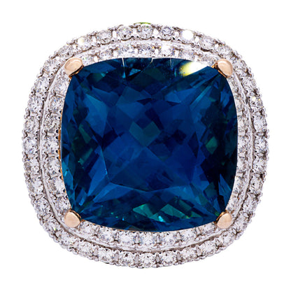 Exclusive Zorab 18K Rose Gold Fantasia Topaz Sapphire Diamond Ring — 6.25 — Front View