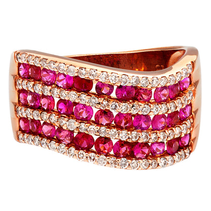 Exclusive 14K Rose Gold Pink Sapphire Diamond Ring — 6 — Front View
