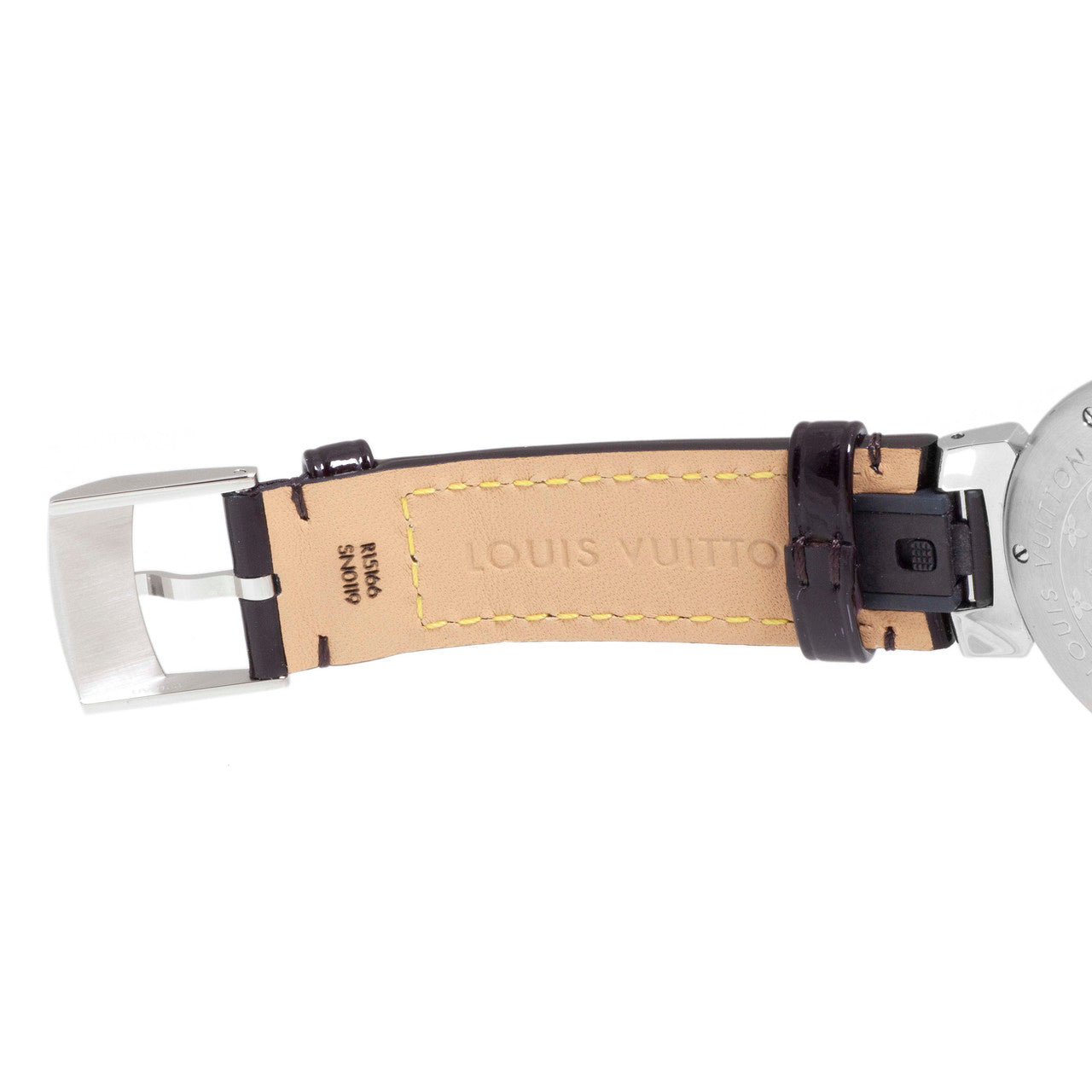 Exclusive Louis Vuitton Stainless Steel & Diamond Tambour 34mm Quartz Watch Q1310 — Back View