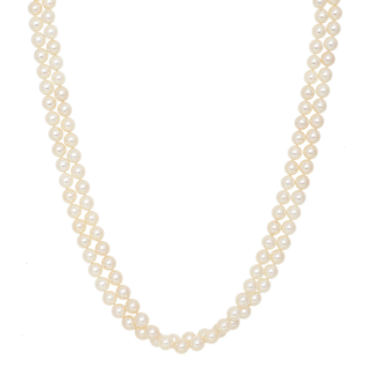 Exclusive 14K White Gold & Diamond Akoya Pearl Double Strand Necklace — Front View