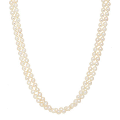 Exclusive 14K White Gold & Diamond Akoya Pearl Double Strand Necklace — Front View