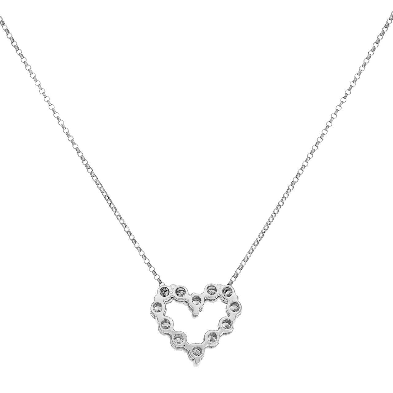 Exclusive 18K White Gold 1.02 Carat Diamond Heart Pendant Necklace — Side View