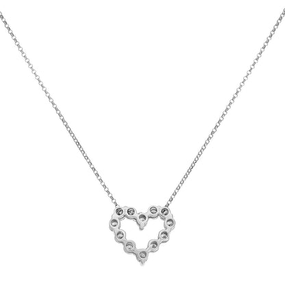 Exclusive 18K White Gold 1.02 Carat Diamond Heart Pendant Necklace — Side View