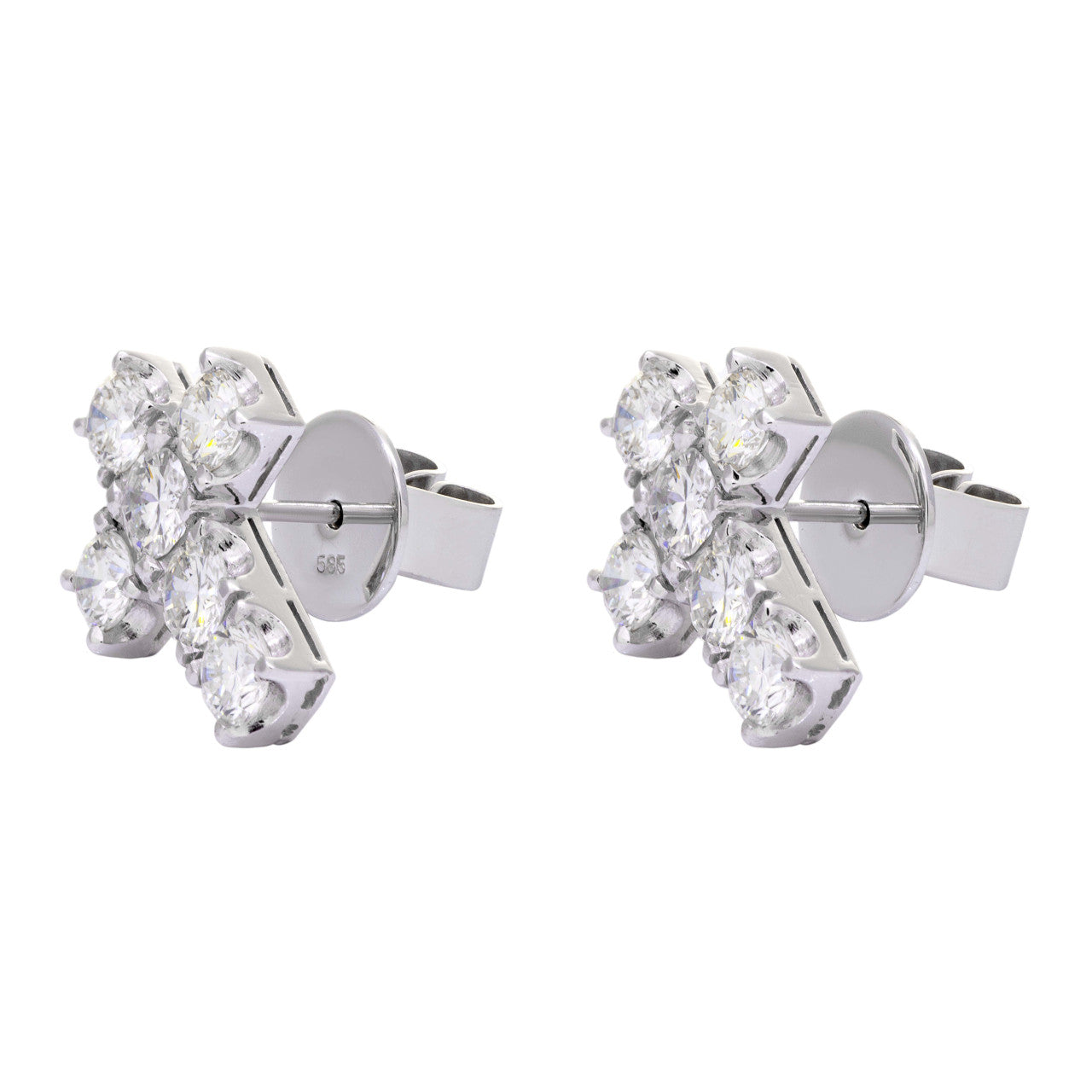 Exclusive 14K White Gold 2.50 Carat Diamond Earrings — Side View