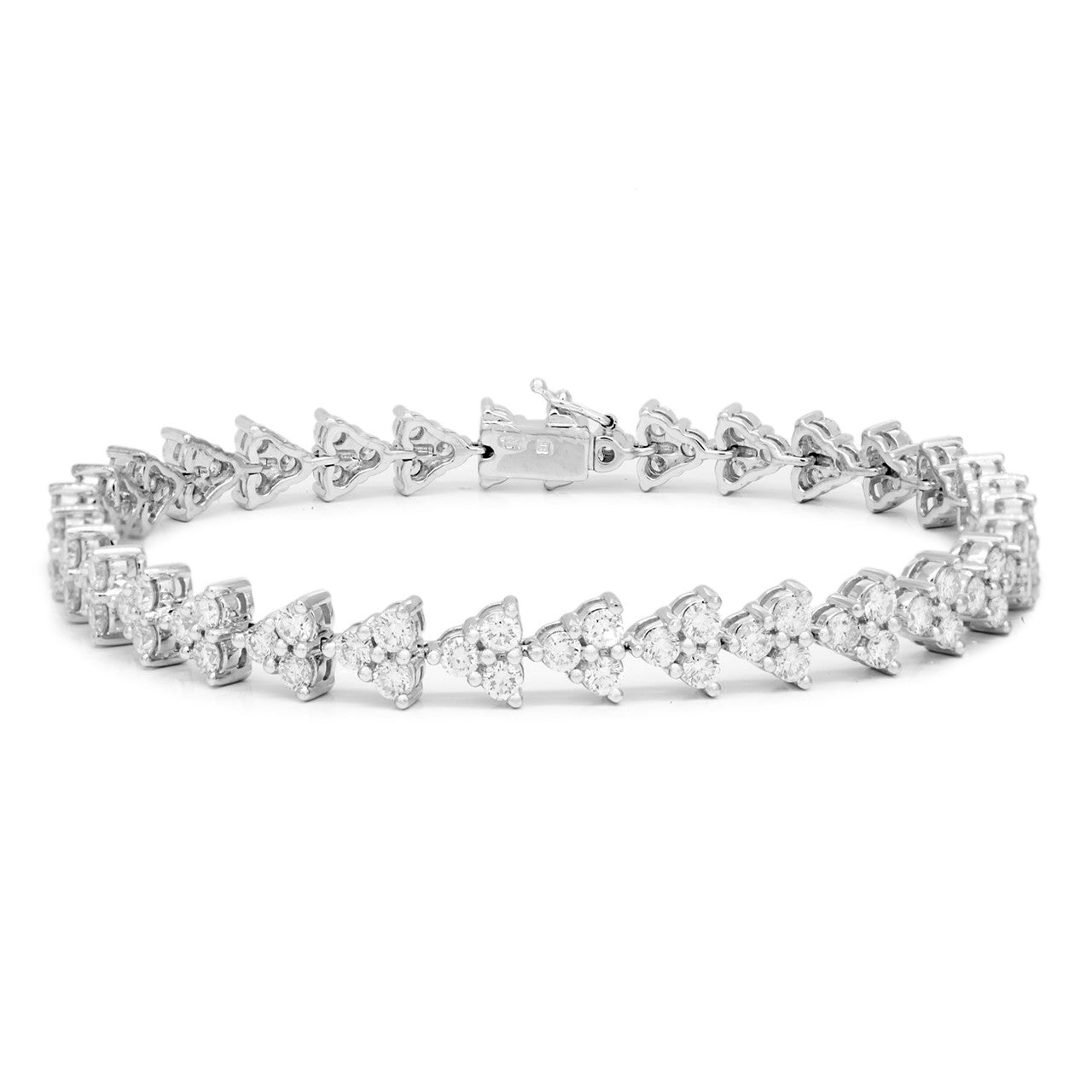 Exclusive 18K White Gold 3.84 Carat Diamond Tennis Bracelet — Front View