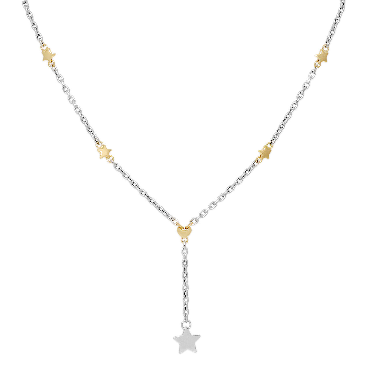 Exclusive 18K White & Yellow Gold Star Necklace — Front View