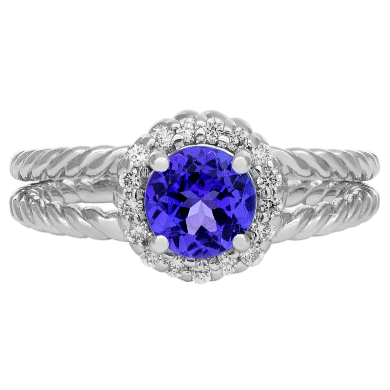 Exclusive 14K White Gold Diamond Tanzanite Ring — 4 — Front View