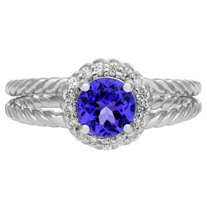 Exclusive 14K White Gold Diamond Tanzanite Ring — 4 — Front View