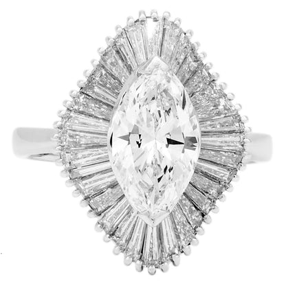 Exclusive 14K White Gold 1.38 Carat Marquis Diamond Ring — 3.5 — Front View