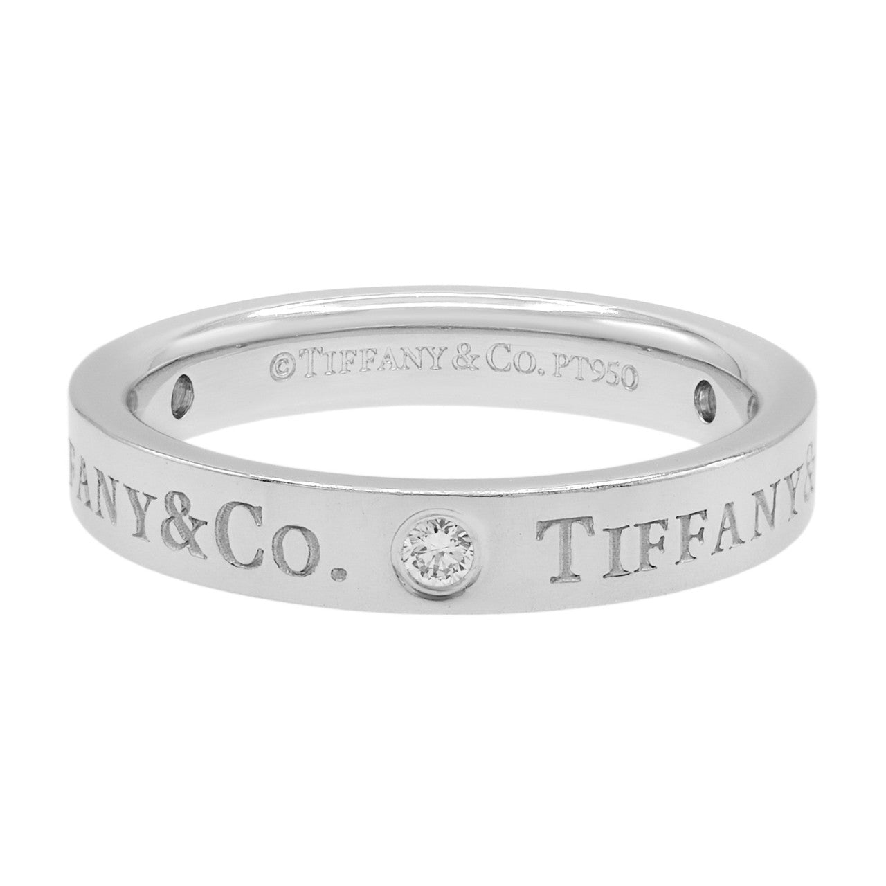 Exclusive Tiffany & Co. Platinum & Diamond Band  Ring — Front View