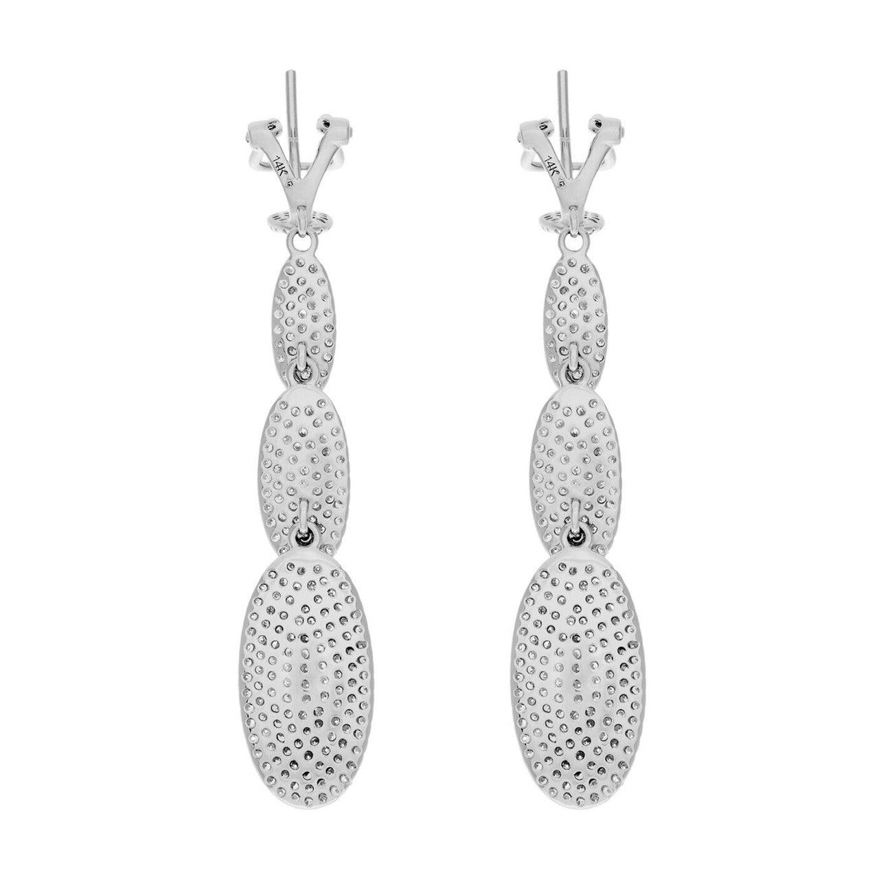 Exclusive 14K White Gold Pave Diamond Drop Earrings — Side View