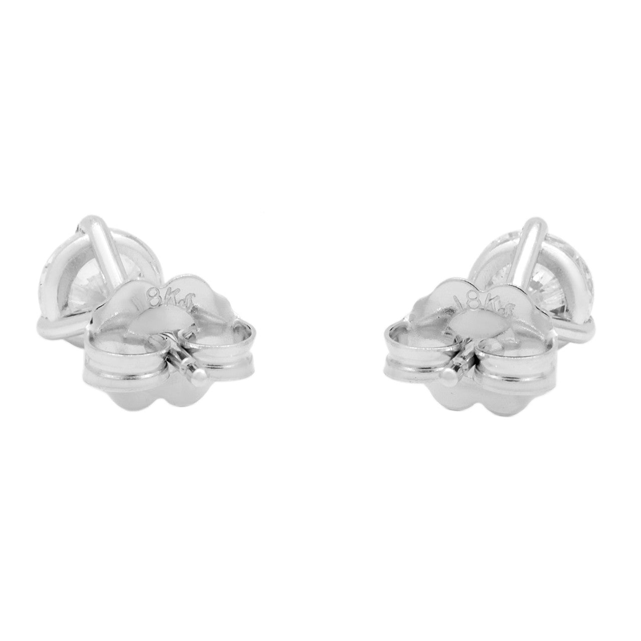 Exclusive 18K White Gold 0.90 Carat Diamond Stud Earrings — Side View