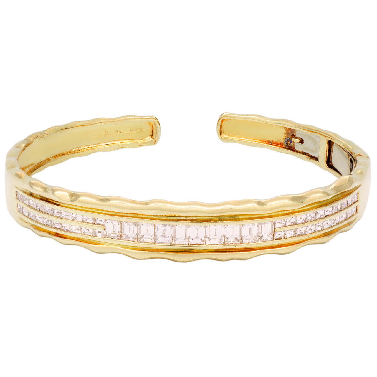 Exclusive 18K Yellow Gold 3.66 Carat Diamond Baguette Bracelet — Front View