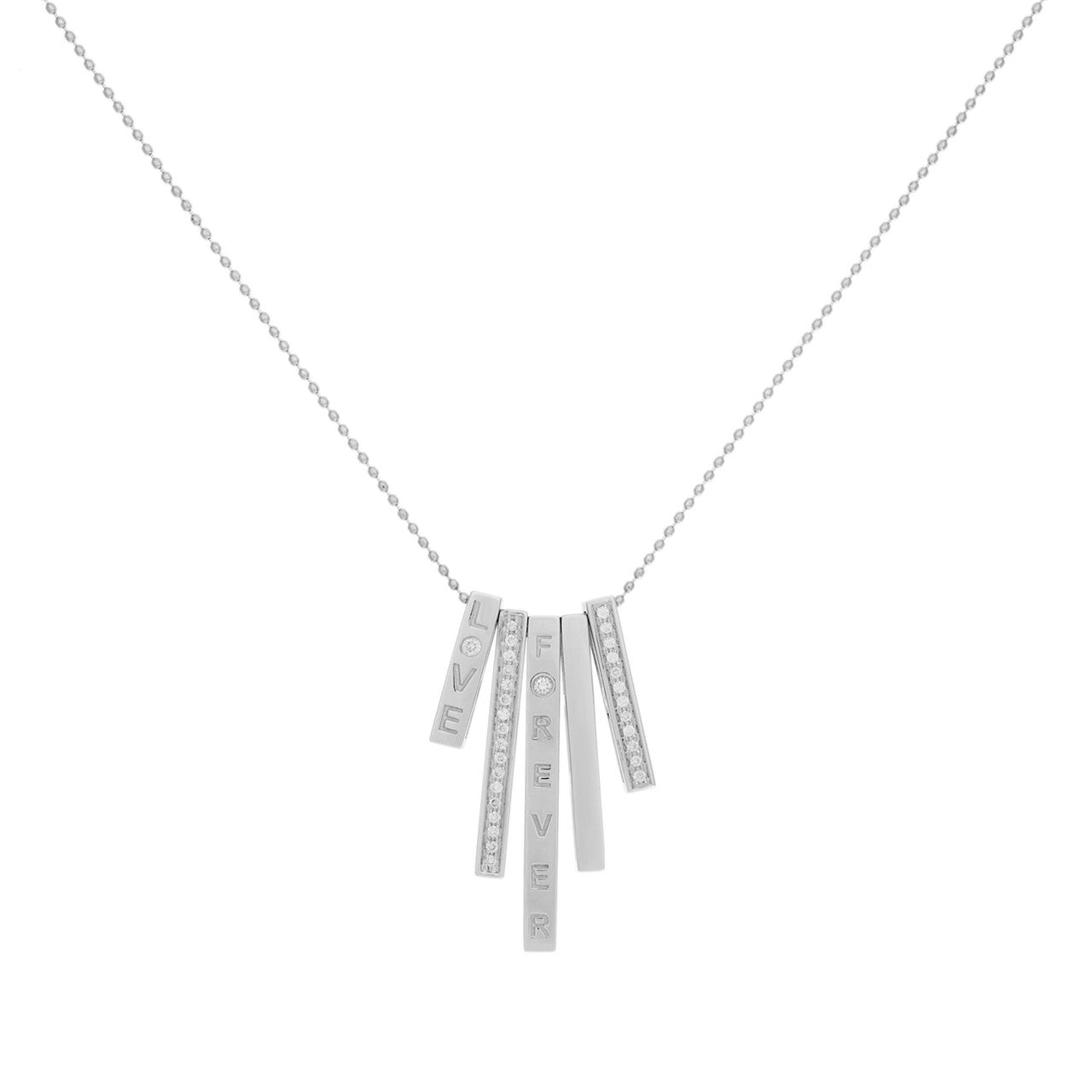 Exclusive 18K White Gold Diamond Bar Pendant Necklace — Front View