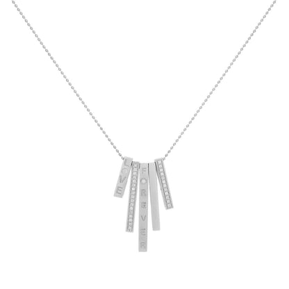 Exclusive 18K White Gold Diamond Bar Pendant Necklace — Front View